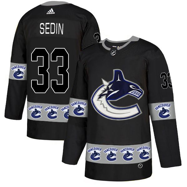 Men Vancouver Canucks #33 Sedin Black Adidas Fashion NHL Jersey
